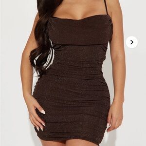 Fashion Nova Sparkling Brown Mini Dress